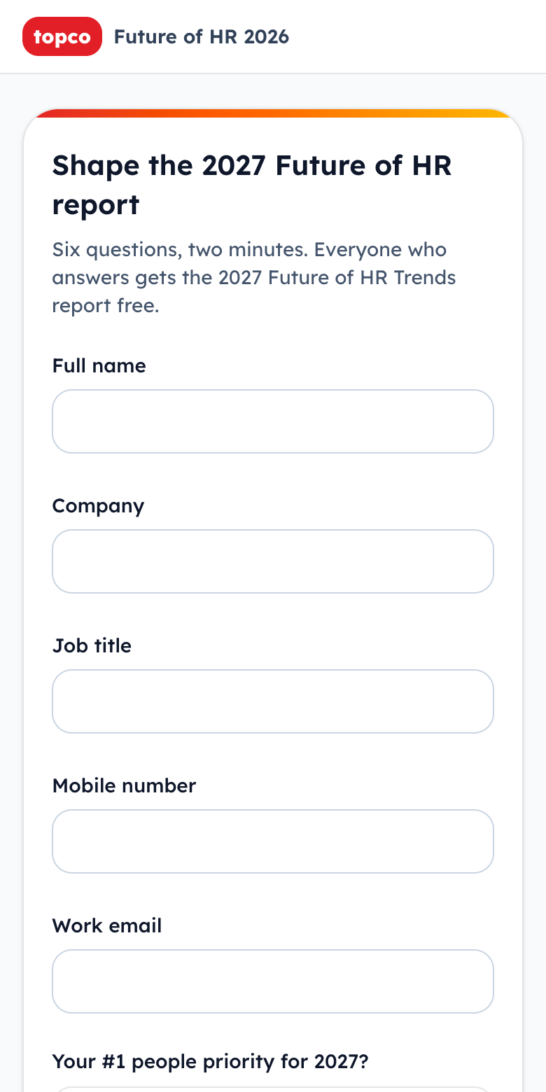 The six-question survey on a phone