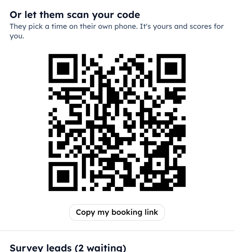 The rep's own QR code
